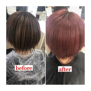 ショート カラー 有人/バレイヤージュ /シャドールーツのヘアスタイル