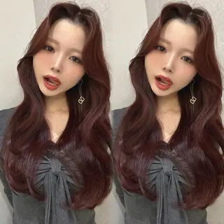 ロング カラー 韓国🇰🇷レイヤー 映える顔周り🩷のヘアスタイル