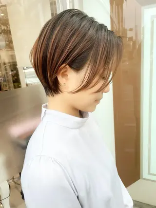 ショート ショート/ボブ/ 白髪ぼかし/しんやのヘアスタイル