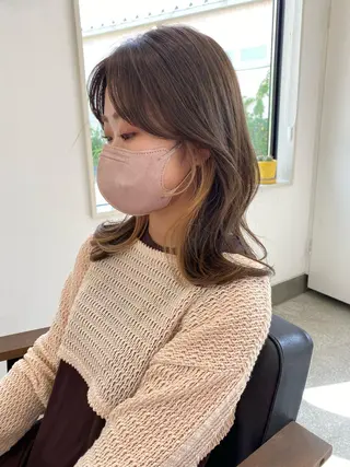 ミディアム 透け感たっぷり柔らか 梨花子🌼のヘアスタイル