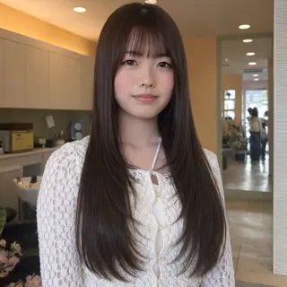 ロング カラー ベージュカラー⌇﻿ レイヤー.𐙚心音のヘアスタイル