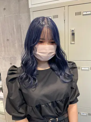 セミロング カラー 韓国ヘア特化💍 tiam💍ブリーチのヘアスタイル