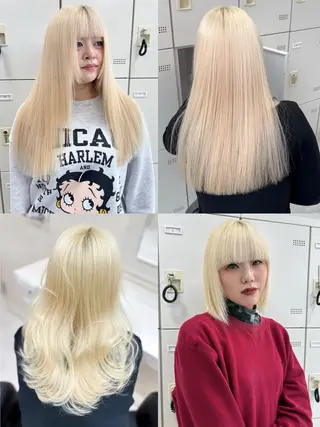 ロング カラー モテ髪💕ハイトーン ベージュ yuriaのヘアスタイル