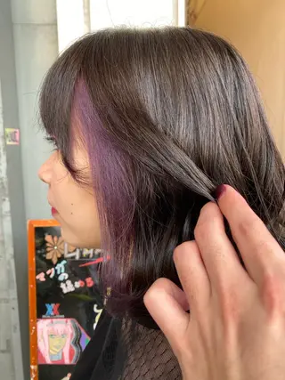 ミディアム ゆぴ☾‪/推しカラー /ハイトーンのヘアスタイル