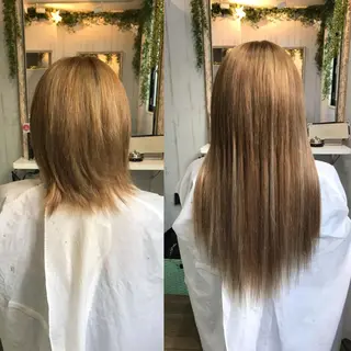 カラー ロング ヘアアレンジ 大阪レミーエクステ チビ編み込みのヘアスタイル