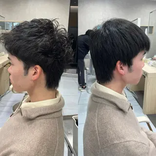 パーマ メンズ ダウンパーマ特化💎 ボブ・レイヤーりなのヘアスタイル