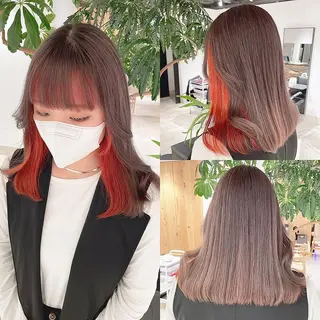 セミロング カラー 渋谷:インナーカラー ／🍒エリカ🍒のヘアスタイル