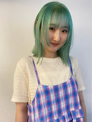 ミディアム カラー 森貴裕/ベージュ/ パーマ/オリーブのヘアスタイル