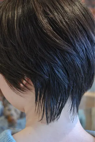 ショート カラー パーマ かんたまる💭ボブパ ーマ/レイヤーのヘアスタイル