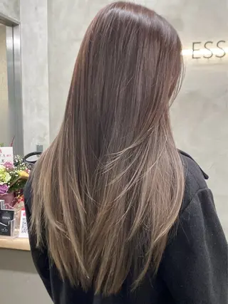 ロング カラー ハイライト、レイヤー カット/西梅田/中西のヘアスタイル