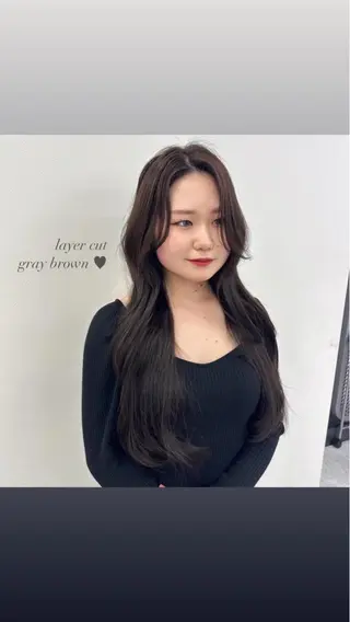 ロング カラー パーマ ヘアアレンジ メンズ キッズ ♥️韓国ヘア レイヤー♥️ゆりのヘアスタイル