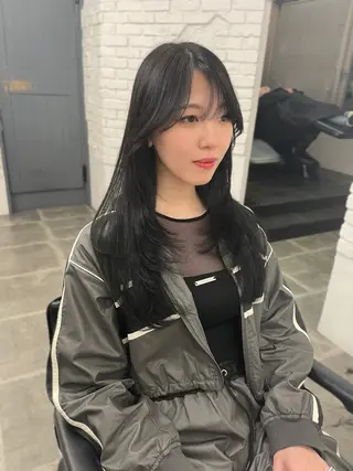 ロング 尚弥/顔まわりの神様 レイヤー/韓国風のヘアスタイル