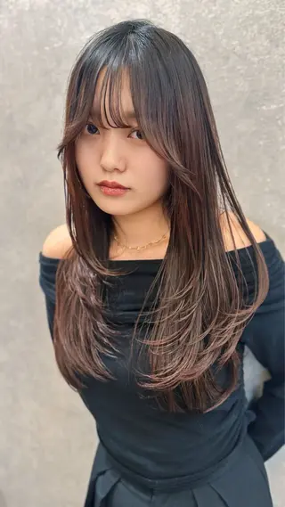 ロング カラー ダブルカラー 韓国レイヤーKYONのヘアスタイル