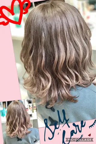 セミロング カラー 永島 桜のヘアスタイル