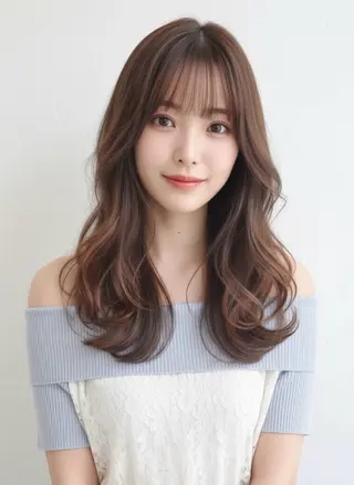 ロング カラー 赤み消し韓国ヘア レイヤー縮毛🤍渡邉のヘアスタイル