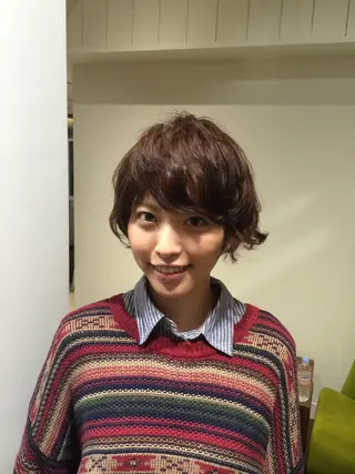 ショート カラー パーマ 脱白髪染め特化GBG 自由が丘所属・【白髪ぼかし 専門GBG】自由が丘のヘアスタイル