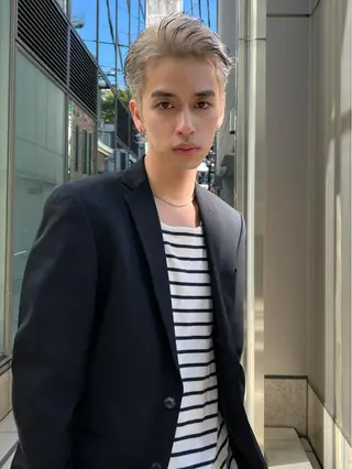 メンズ ブリーチダブルカラー ハイライト/山本喜熙のヘアスタイル