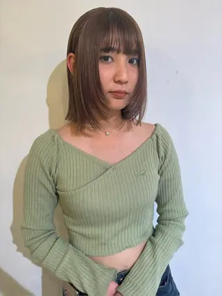 カラー ブリーチカラー🎀 韓国風/寺門美優のヘアスタイル