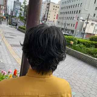 ミディアム パーマ メンズ 大阪長居🌱野見山 卓也のヘアスタイル