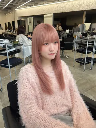 ロング カラー レイヤー/ボブ/透明 感カラー/佐藤奈由のヘアスタイル