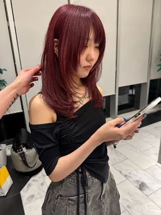 ミディアム カラー SALOWIN所属・ブリーチ✨ ボブ✨レイヤーのヘアスタイル