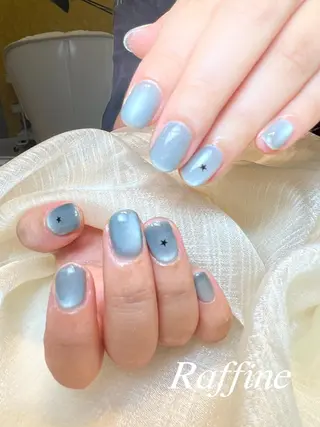 ネイル RAFFINE 月🦋🩵のネイルデザイン