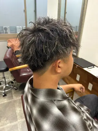 ショート カラー パーマ メンズ CECIL hair なんば店所属・メンズパーマ 艶髪☆店長☆有馬のヘアスタイル