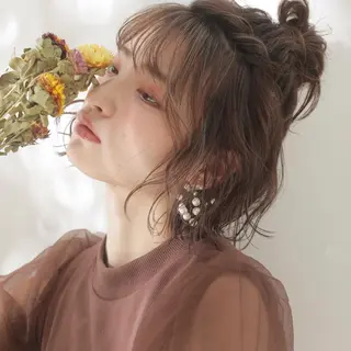 ショート カラー パーマ ヘアアレンジ 透明感韓国ヘア♡ みつきのヘアスタイル