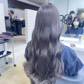 ロング カラー パーマ ヘアアレンジ メンズ キッズ ネイル マツエク・マツパ アイブロウ 🦋透明感グレージュ /韓国レイヤー🦋のヘアスタイル