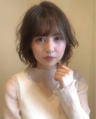 ミディアム パーマ 永井 亜実のヘアスタイル