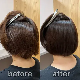 ショート カラー パーマ KIZU 髪質改善 オカルト怪談のヘアスタイル