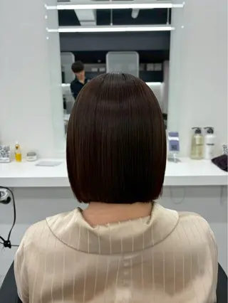 ミディアム カラー モテ艶🤍透明感 レイヤー🤍ボブのヘアスタイル