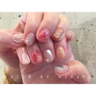 ショート カラー ネイル マツエク・マツパ illum hicariのネイルデザイン