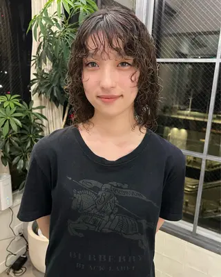 ミディアム パーマ レイヤーカット/暖色 カラー/mao🎀のヘアスタイル