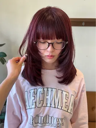 セミロング 💞暖色艶カラー/ ホウツキカナ🍒のヘアスタイル