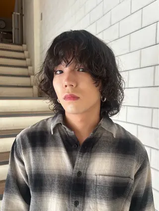 ミディアム パーマ メンズ 村田 智也のヘアスタイル