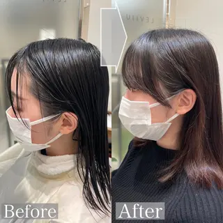 ミディアム 小顔カット✨ 透明感カラー/村上のヘアスタイル