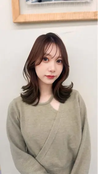 ミディアム カラー ワンホン×髪質改善 つのーか🩶‪🫧のヘアスタイル