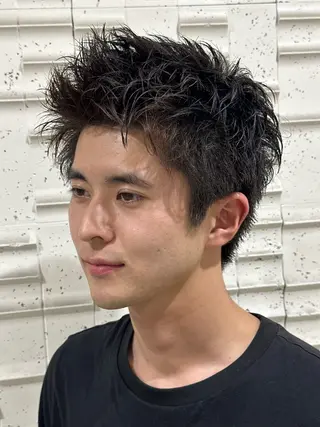 ショート パーマ メンズ ブロー東京　神田店所属・TAKUMI/神田/ ビジネス/フェードのヘアスタイル