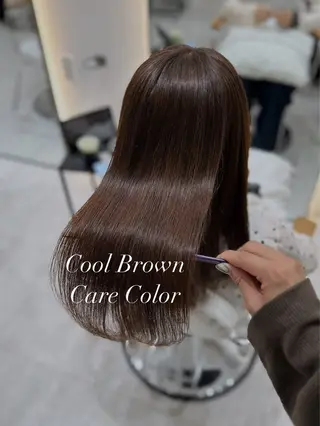 セミロング カラー 赤み消し/オリーブ カーキ/福田れんのヘアスタイル