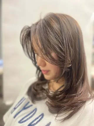 セミロング 🌟髪質改善ケアカラ ー美髪縮毛矯正y🌟のヘアスタイル