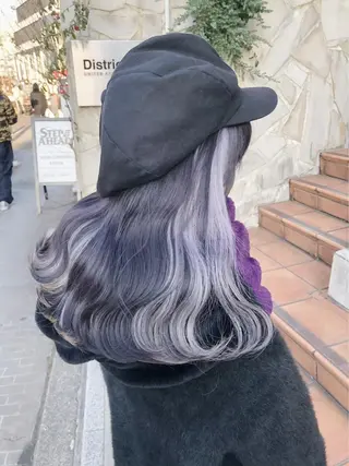 ロング カラー ヘアアレンジ 🩶【推しハイトーン 】yuzu🩶のヘアスタイル