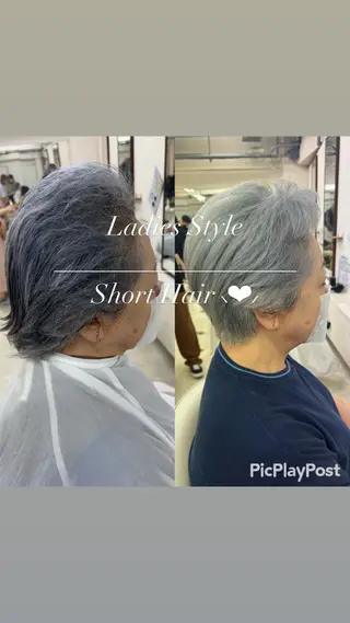 ショート 大人女性ぼかし メンズ強化🦙平作のヘアスタイル