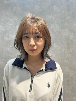 ミディアム 最新ケアカラー 髪質改善YUTOのヘアスタイル