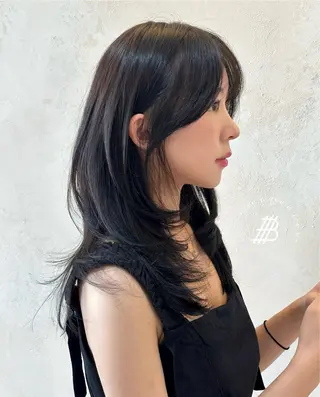 ロング salowin 原宿 aroa所属・韓国／ハッシュカット ／透明感カラー／金野のヘアスタイル