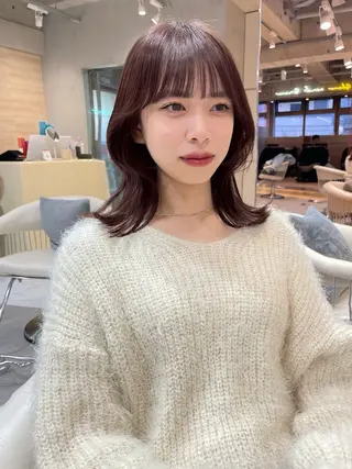 ミディアム レイヤー縮毛矯正 ささきすずね💗のヘアスタイル