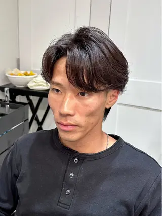 ミディアム パーマ メンズ ボブ、ショート 無料/はやとのヘアスタイル