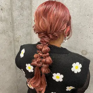 ミディアム ヘアアレンジ 透けカラー/ アレンジ/篠崎渚彩のヘアスタイル