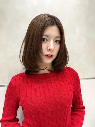 ミディアム パーマ 銀座/オリーブ/ 透明感カラー✨りくのヘアスタイル