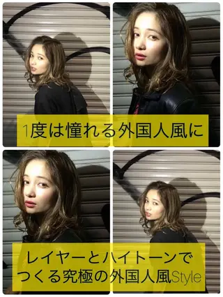 ミディアム カラー ヨシダ トオルのヘアスタイル